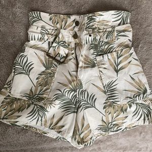 Blank NYC denim high waist palm tree shorts